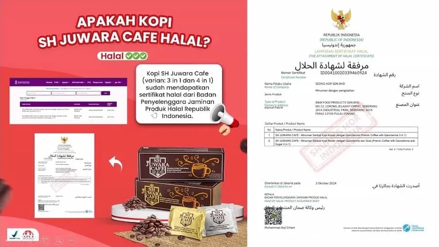 Sertifikat Halal Kopi SH Juwara Cafe
